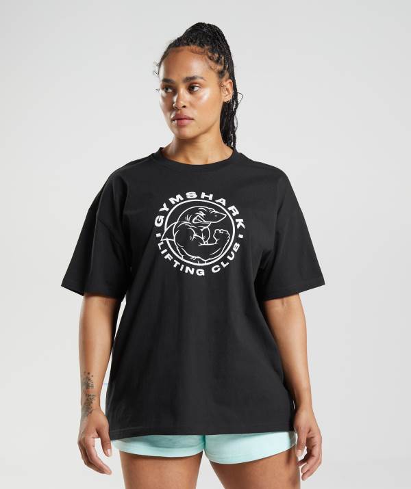 Damske Tricka Gymshark Legacy Oversized Čierne | EY8149237